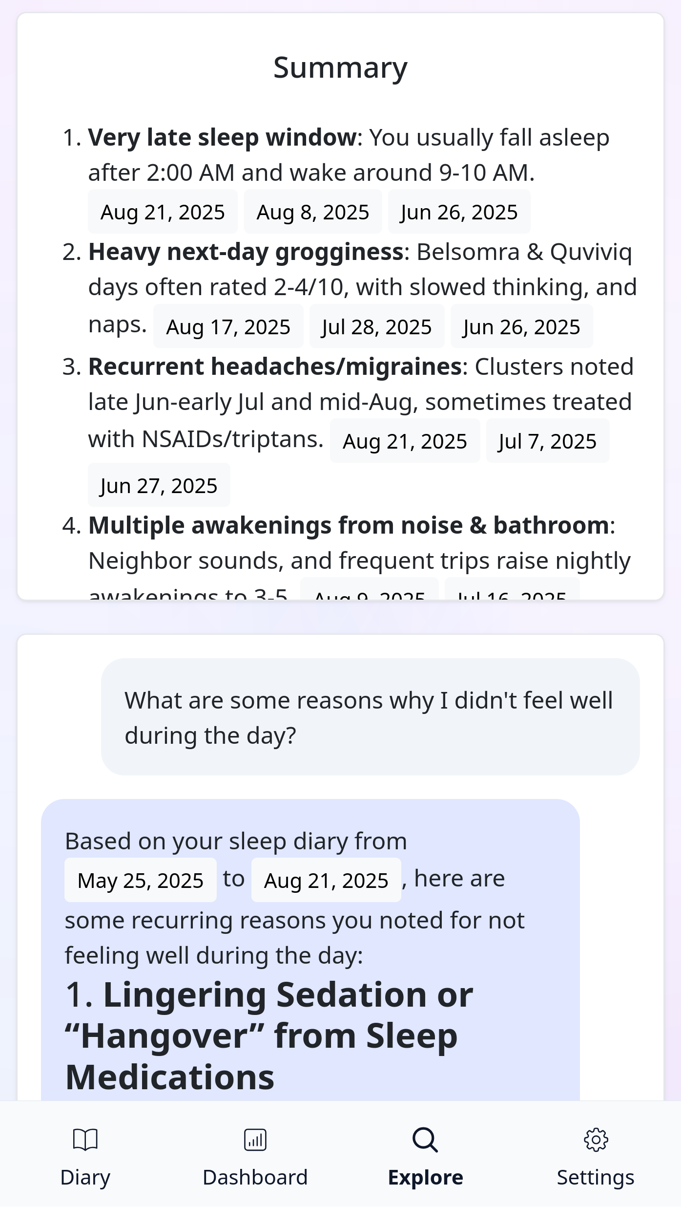 AI summary and Q&A interface